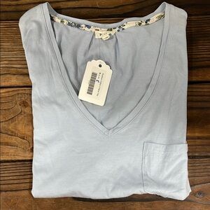 NWT POL Sky Blue Cotton V-Neck Top